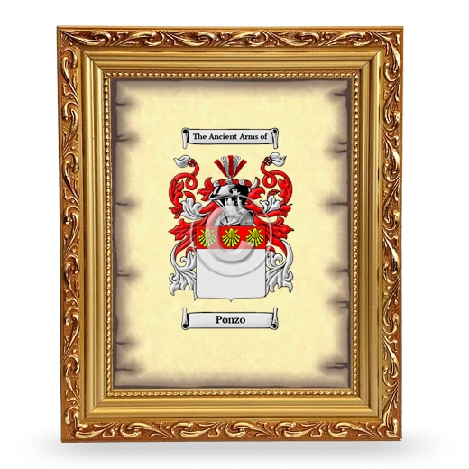 Ponzo Coat of Arms Framed - Gold