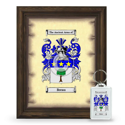 Breau Framed Coat of Arms and Keychain - Brown