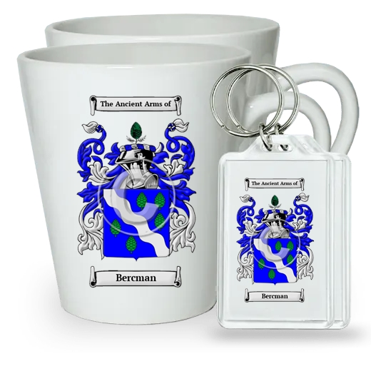 Bercman Pair of Latte Mugs and Pair of Keychains
