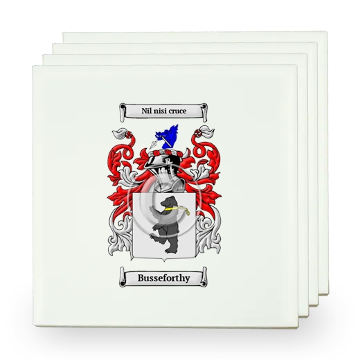 Busseforthy Set of Four Small Tiles with Coat of Arms