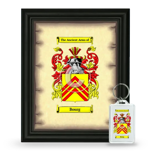 Bourg Framed Coat of Arms and Keychain - Black