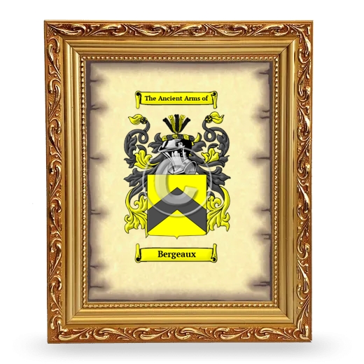 Bergeaux Coat of Arms Framed - Gold