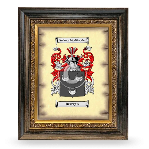 Berrgen Coat of Arms Framed - Heirloom