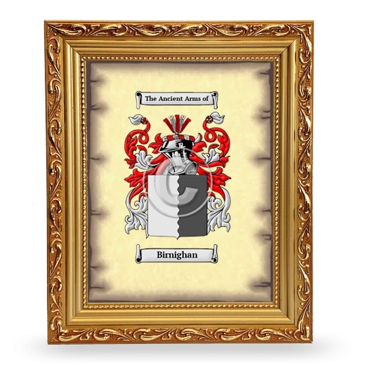 Birnighan Coat of Arms Framed - Gold