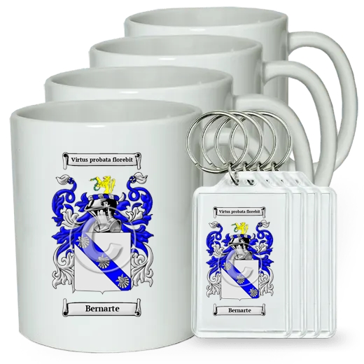 Bernarte Set of 4 Coffee Mugs and Keychains