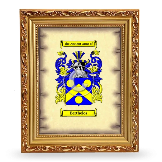 Berthelos Coat of Arms Framed - Gold