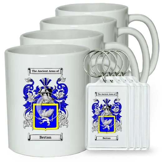 Bertan Set of 4 Coffee Mugs and Keychains