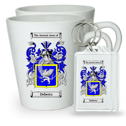 Deberto Pair of Latte Mugs and Pair of Keychains