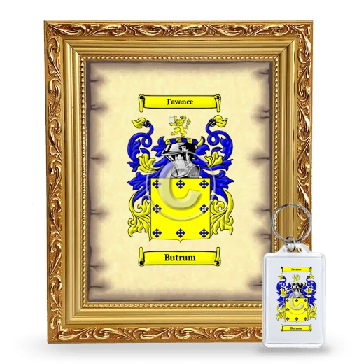 Butrum Framed Coat of Arms and Keychain - Gold