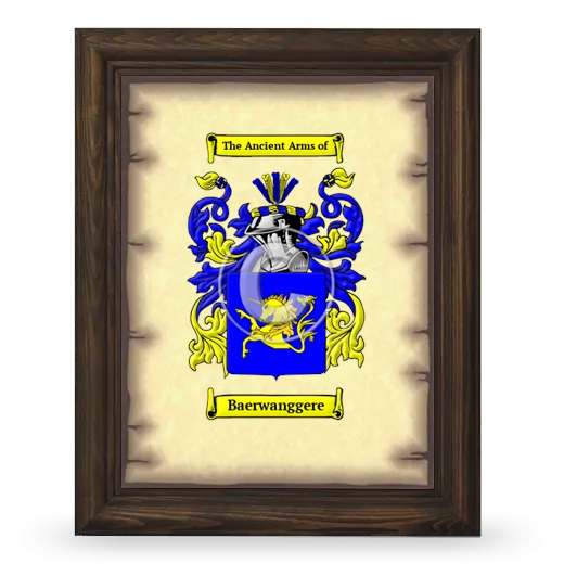 Baerwanggere Coat of Arms Framed - Brown