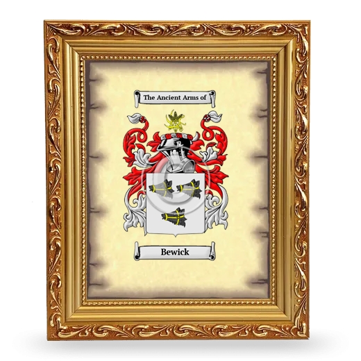 Bewick Coat of Arms Framed - Gold