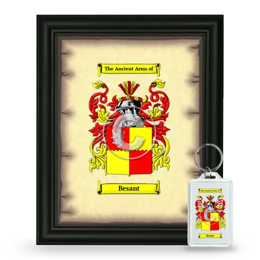 Besant Framed Coat of Arms and Keychain - Black