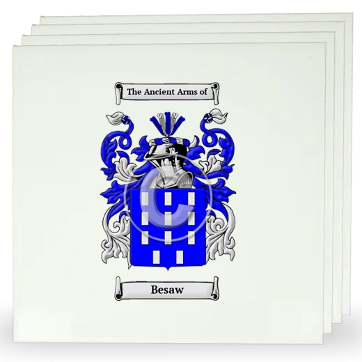 Besaw Set of Four Large Tiles with Coat of Arms