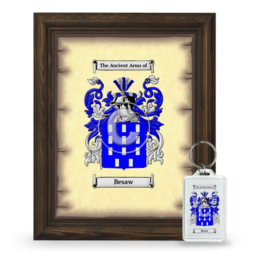 Besaw Framed Coat of Arms and Keychain - Brown