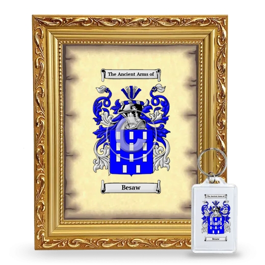 Besaw Framed Coat of Arms and Keychain - Gold