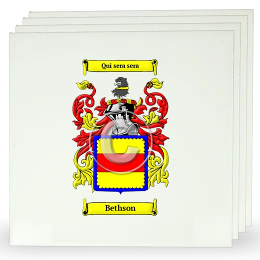 Bethson Set of Four Large Tiles with Coat of Arms