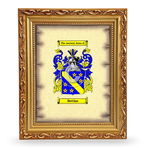 Bettins Coat of Arms Framed - Gold