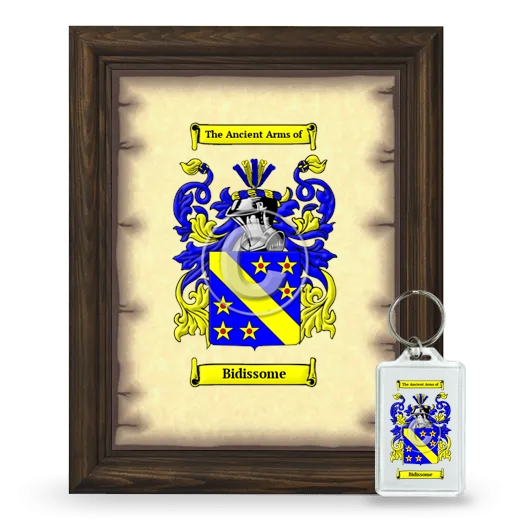 Bidissome Framed Coat of Arms and Keychain - Brown