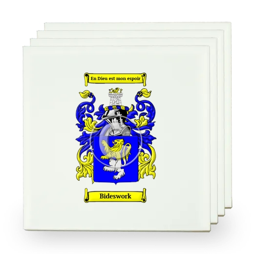 Bideswork Set of Four Small Tiles with Coat of Arms