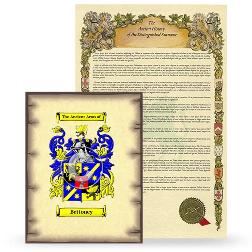 Bettoney Coat of Arms and Surname History Package