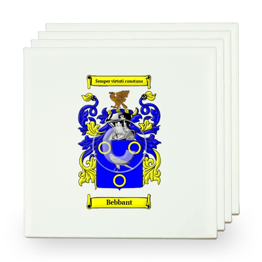 Bebbant Set of Four Small Tiles with Coat of Arms