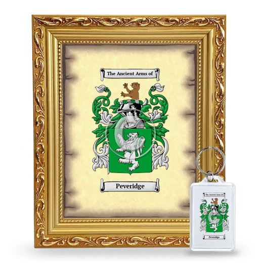 Peveridge Framed Coat of Arms and Keychain - Gold