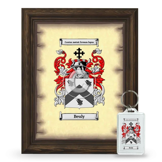 Beuly Framed Coat of Arms and Keychain - Brown