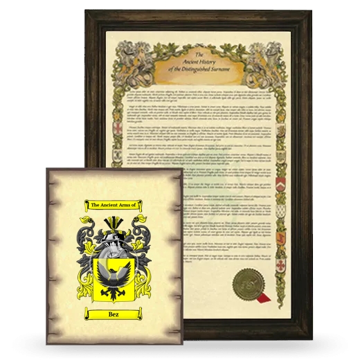 Bez Framed History and Coat of Arms Print - Brown