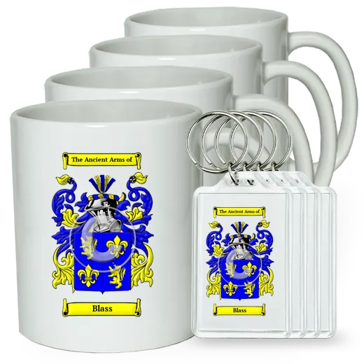 Blass Set of 4 Coffee Mugs and Keychains