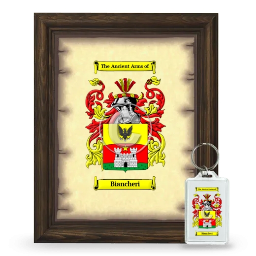 Biancheri Framed Coat of Arms and Keychain - Brown