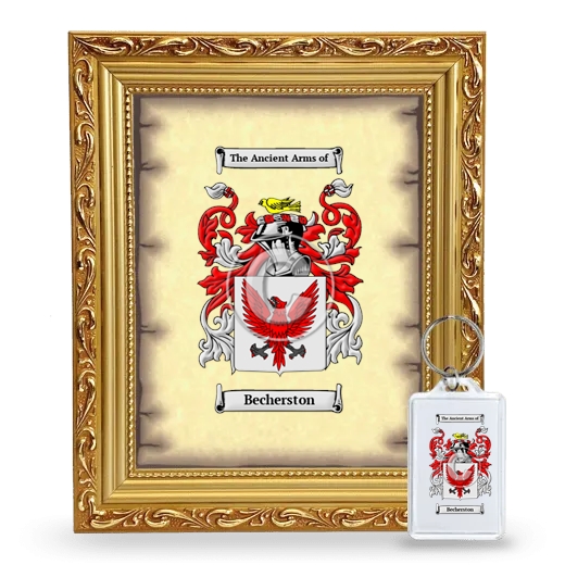 Becherston Framed Coat of Arms and Keychain - Gold