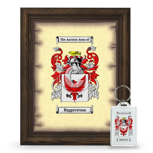 Byggerstum Framed Coat of Arms and Keychain - Brown