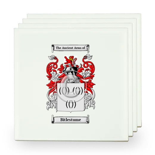 Bitlestume Set of Four Small Tiles with Coat of Arms