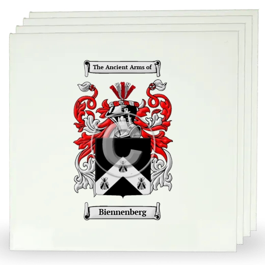 Biennenberg Set of Four Large Tiles with Coat of Arms