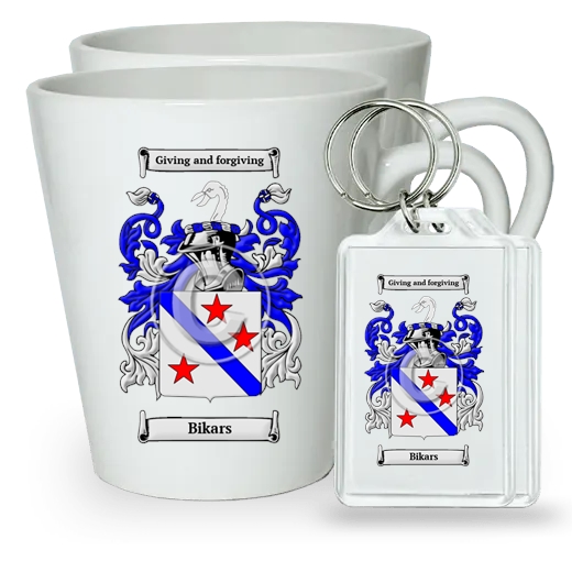 Bikars Pair of Latte Mugs and Pair of Keychains