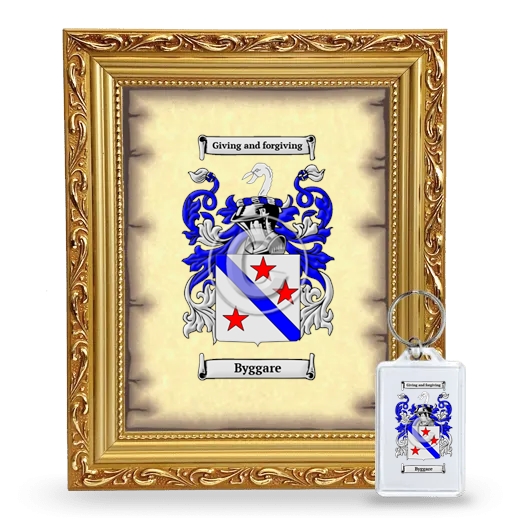 Byggare Framed Coat of Arms and Keychain - Gold