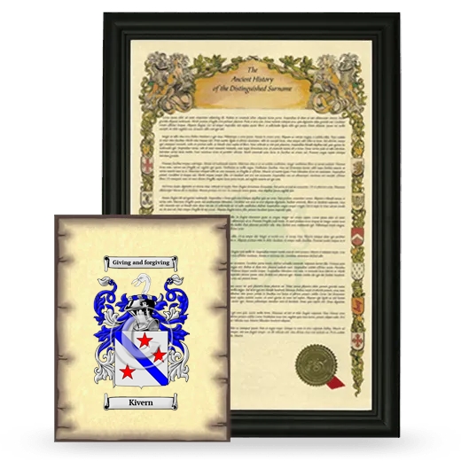 Kivern Framed History and Coat of Arms Print - Black