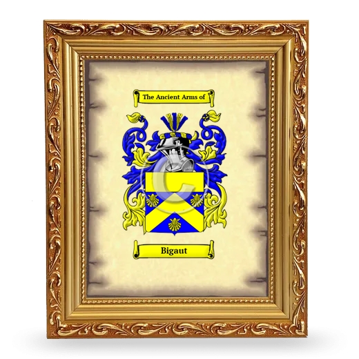 Bigaut Coat of Arms Framed - Gold