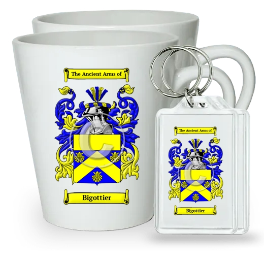 Bigottier Pair of Latte Mugs and Pair of Keychains