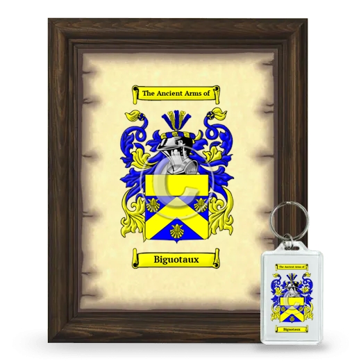 Biguotaux Framed Coat of Arms and Keychain - Brown