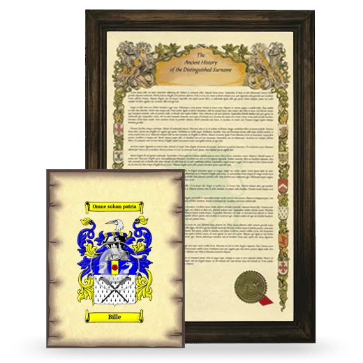 Bille Framed History and Coat of Arms Print - Brown