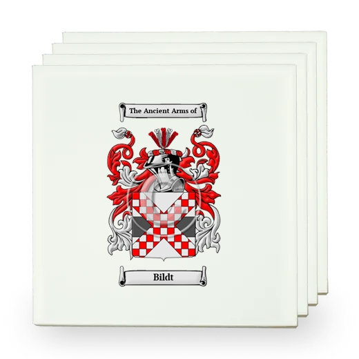 Bildt Set of Four Small Tiles with Coat of Arms
