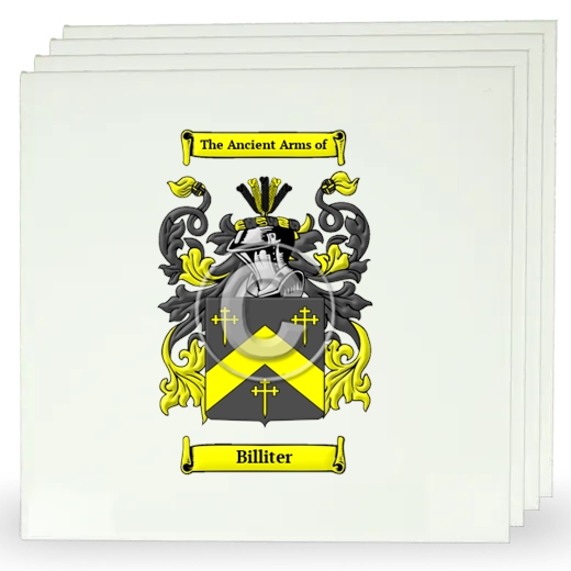 Billiter Set of Four Large Tiles with Coat of Arms