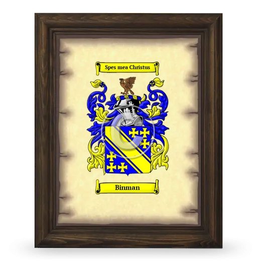 Binman Coat of Arms Framed - Brown