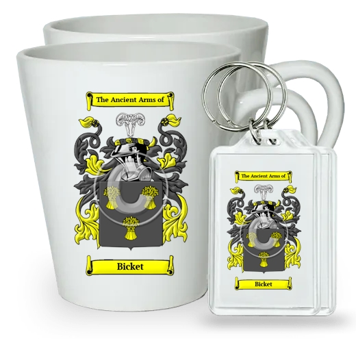 Bicket Pair of Latte Mugs and Pair of Keychains