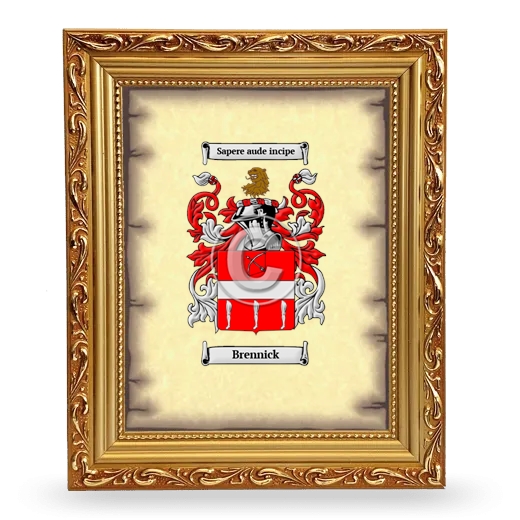 Brennick Coat of Arms Framed - Gold