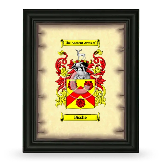 Bisshe Coat of Arms Framed - Black