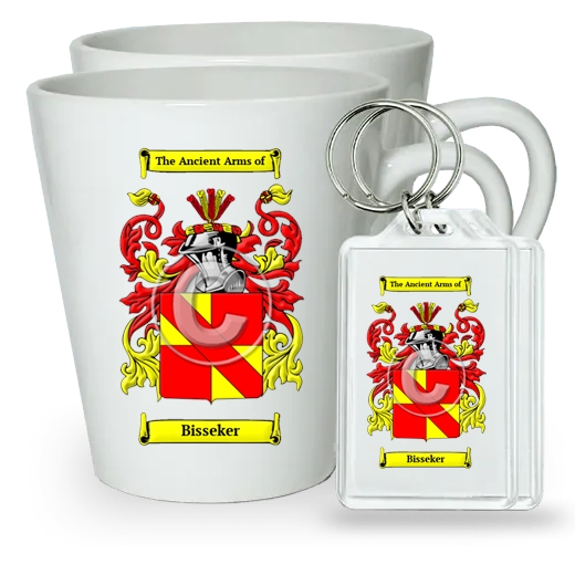 Bisseker Pair of Latte Mugs and Pair of Keychains