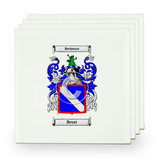 Besat Set of Four Small Tiles with Coat of Arms