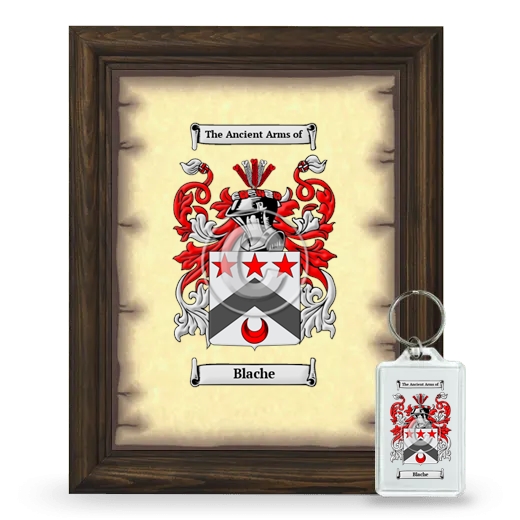 Blache Framed Coat of Arms and Keychain - Brown